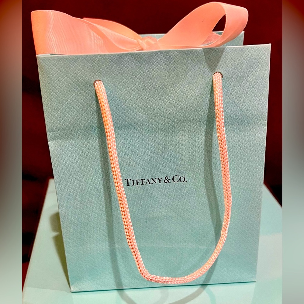 TIFFANY & Co. Ribboned 5" x 6" x 4” Gift Shopping Bag & Ribbon